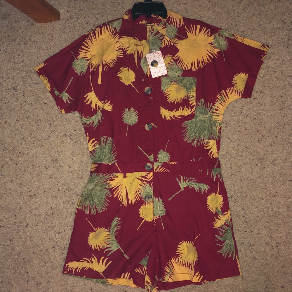 Free People Maroon Combo Romper